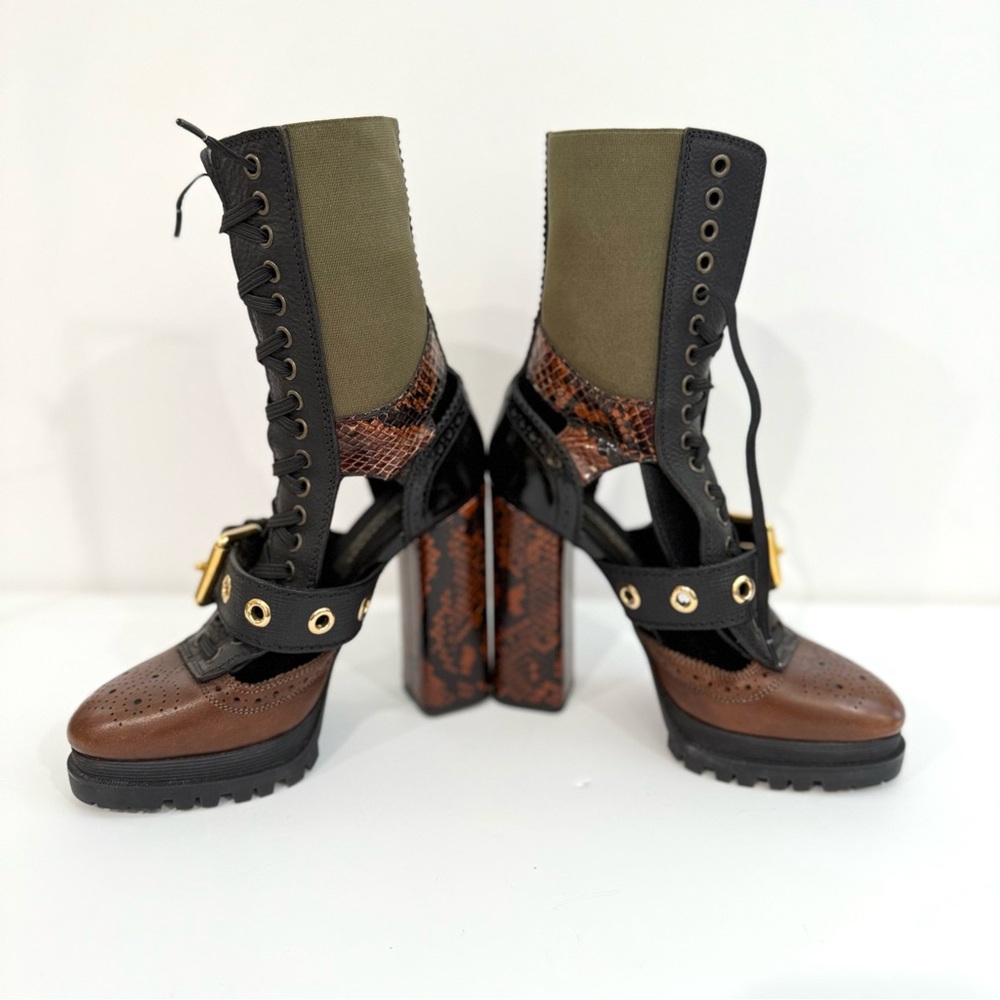 Burberry Multicolor Lace-Up Heeled Boots - Picture 11 of 16